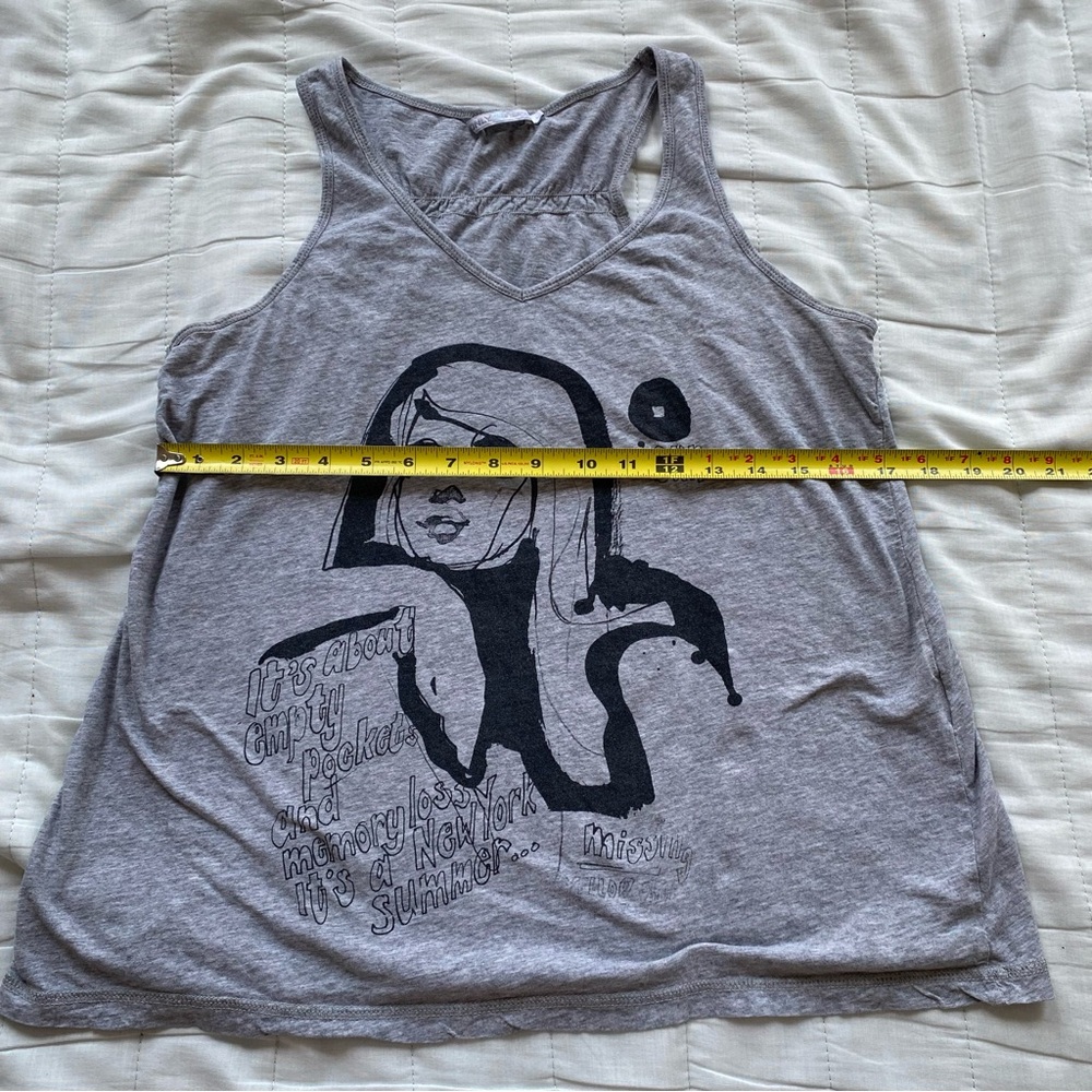 Only Grey Graphic Racerback Tank Top with Black Print - Picture 7 of 7